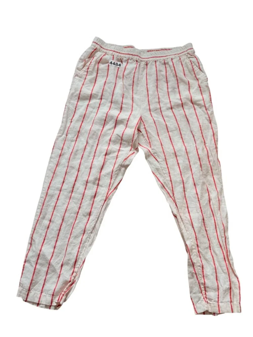 C&C California Pinstripe 100% Linen Relaxed Lounge Pants womens Xl White Red